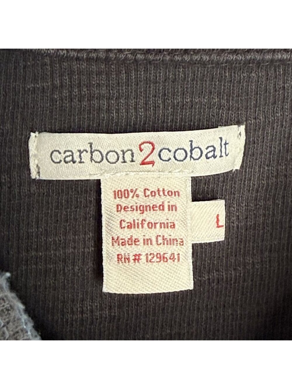 Carbon2Cobalt Charcoal Quarter-Zip Waffle Knit Shirt, L - Picture 5 of 6